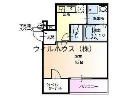 サンフィオーレ長尾1番館(1K/1階)の間取り写真