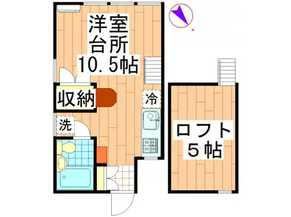 コーポぶどう畑(ワンルーム/2階)の間取り写真