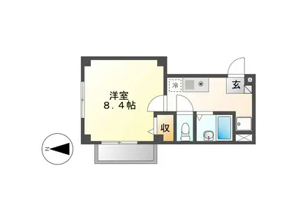 アヴェニールS・K(1K/1階)の間取り写真