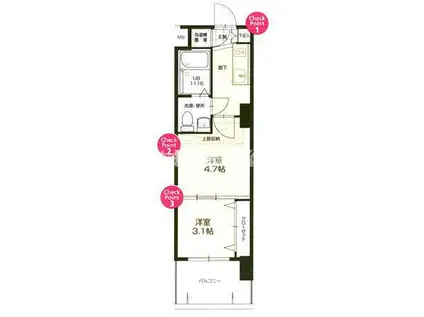 ORIENT 70HABOR サウス TOWER(2K/8階)の間取り写真