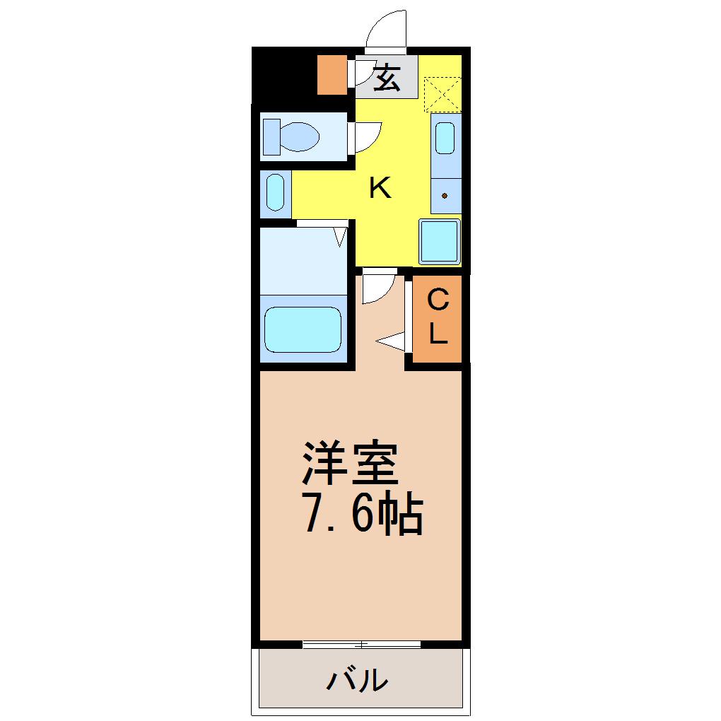 アミュズマン亀城(1K/3階)の間取り写真