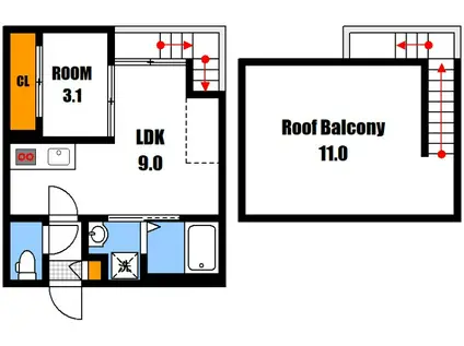 GRANDTIC中筋  グランティックナカスジ(1LDK/2階)の間取り写真