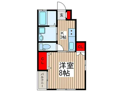 エクラン(1K/1階)の間取り写真