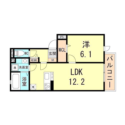 YKメゾン舞子台(1LDK/3階)の間取り写真