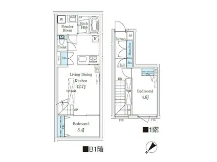 CREATIF学芸大学(2LDK/1階)の間取り写真