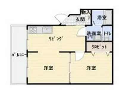ハイツ室川Ⅱ(2DK/2階)の間取り写真