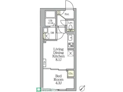 AGLAIA 新宿横寺町(1LDK/2階)の間取り写真