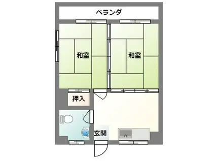 コーポマルコー(2DK/5階)の間取り写真