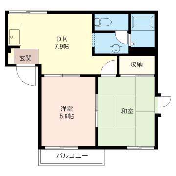 コーポひまわりA(2DK/2階)の間取り写真