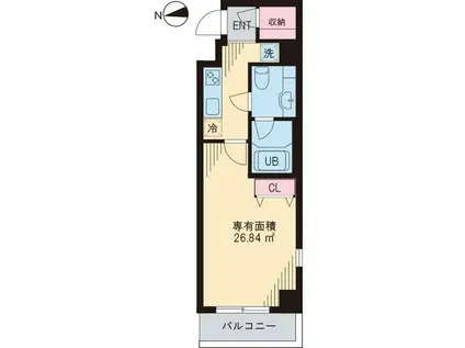 プレミール中延(1K/3階)の間取り写真