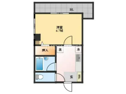 メゾンロジェール(1K/6階)の間取り写真