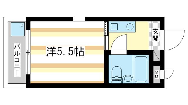 アイリスハイツ1号館(1K/4階)の間取り写真