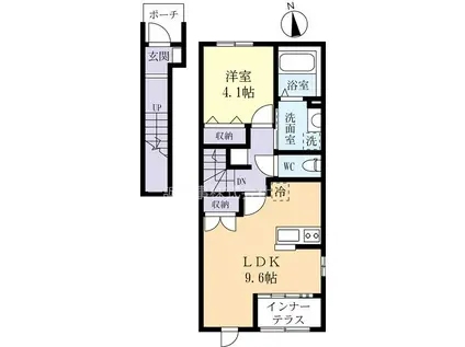 エルハーベンII(1LDK/2階)の間取り写真