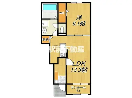 ポタージュ(1LDK/1階)の間取り写真