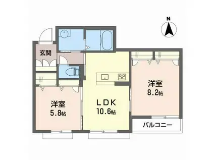 ユキコート椿(2LDK/2階)の間取り写真