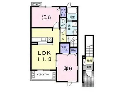 ヴィアーレ(2LDK/2階)の間取り写真