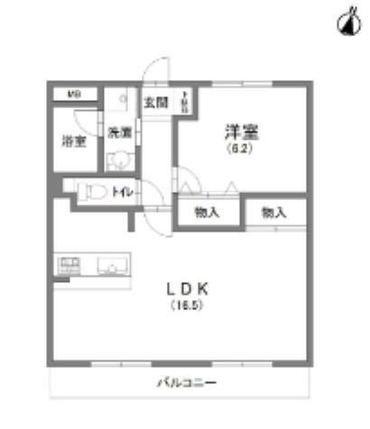 フォーラムノリタケ2(1LDK/1階)の間取り写真