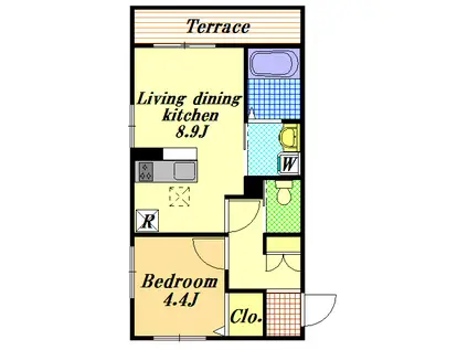 MAGNOLIA COURT(1LDK/1階)の間取り写真