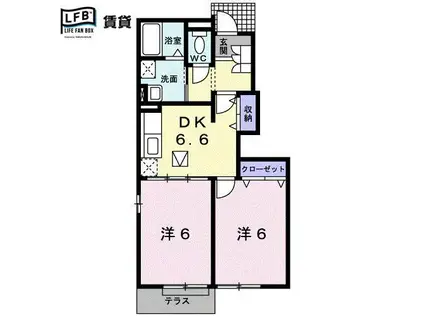 リバティハウス黒川(2DK/1階)の間取り写真