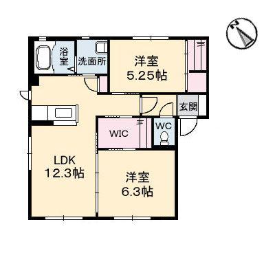 ドミールODA(2LDK/1階)の間取り写真