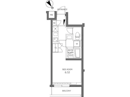 プレミアムキューブ不動前(1K/1階)の間取り写真