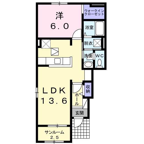 あすなろハイムII(1LDK/1階)の間取り写真