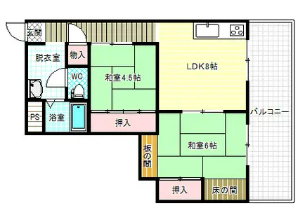 コーポ柏原(2LDK/1階)の間取り写真
