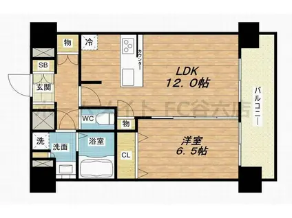 プレサンスOSAKA DOMECITYビーツ(1LDK/14階)の間取り写真