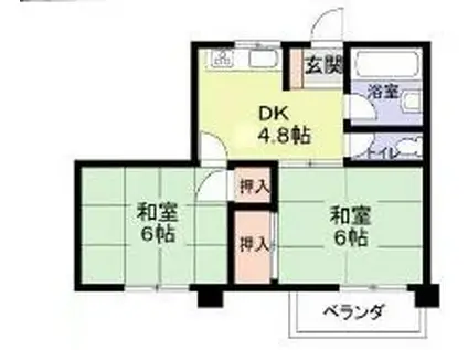 ヴィラ高取山(2DK/4階)の間取り写真