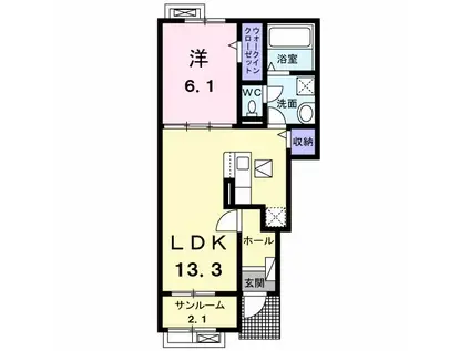 ライジングヒルズ(1LDK/1階)の間取り写真
