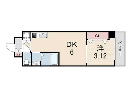 NU伊丹駅前(1DK/4階)の間取り写真