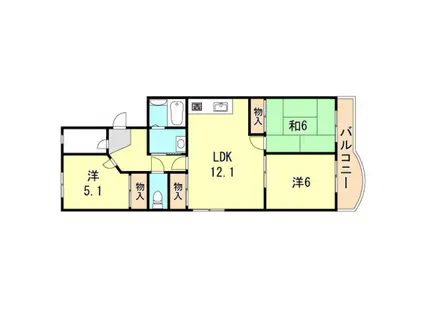 熊内台セントポリア(3LDK/12階)の間取り写真