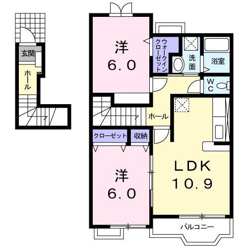 カプチーノC(2LDK/2階)の間取り写真