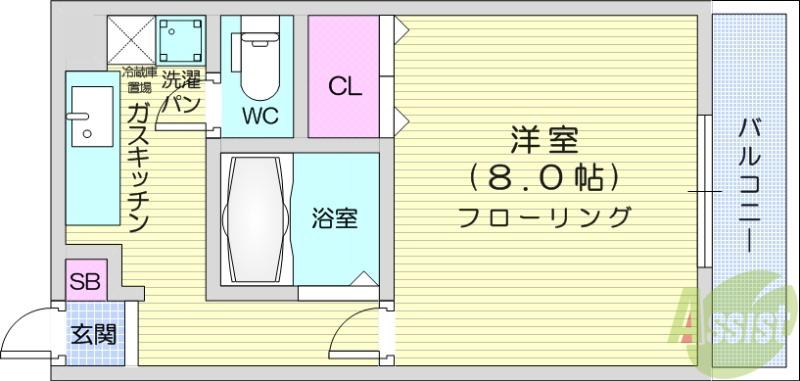 パートナー小松島(1K/3階)の間取り写真