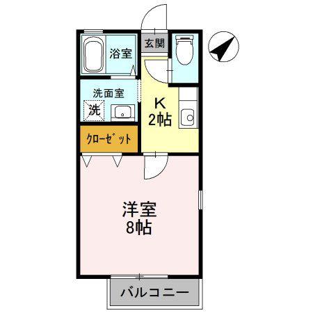 アメニティ(1K/2階)の間取り写真