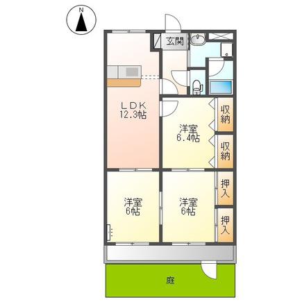 ハロー21 B(3LDK/1階)の間取り写真