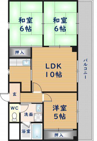 ルミエール織田(3LDK/1階)の間取り写真