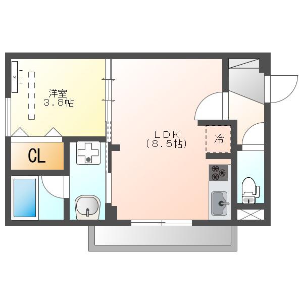 ガーデンアークC(1LDK/3階)の間取り写真
