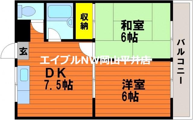 メゾン桑野(2DK/3階)の間取り写真
