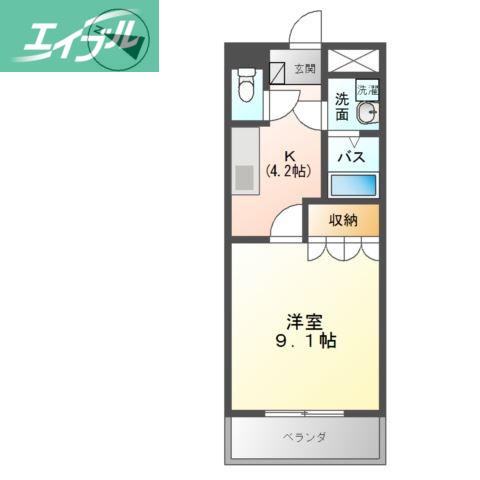 ディアドリーム(1K/1階)の間取り写真