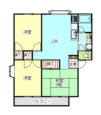 メゾンルーブA棟(3DK/2階)の間取り写真