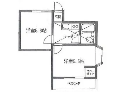 ファーストハイツ(2K/2階)の間取り写真