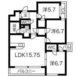 ユング城山(3LDK/2階)の間取り写真