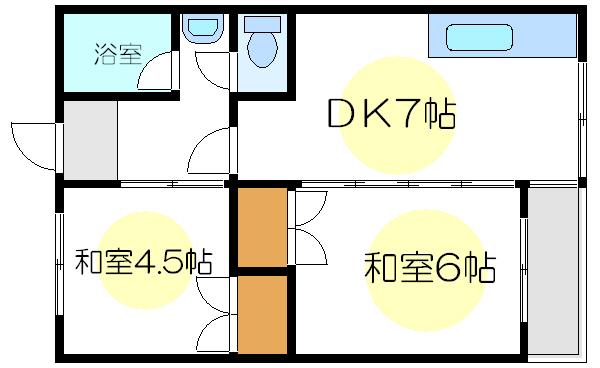 道ヶ島レジデンス(2DK/2階)の間取り写真