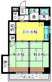 駅東レジデンス(2DK/2階)の間取り写真
