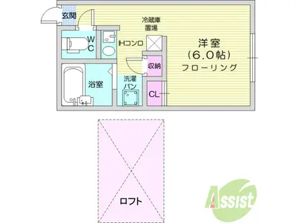 多賀城ウエストA棟(1K/1階)の間取り写真