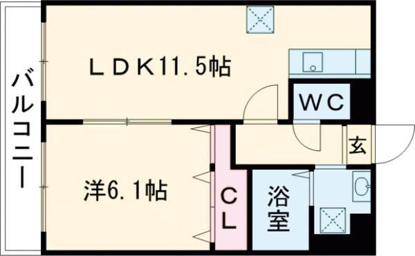 桜レジデンシャル(1LDK/3階)の間取り写真
