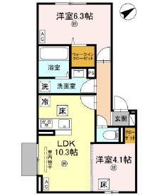 D-ROOM西矢倉(2LDK/1階)の間取り写真