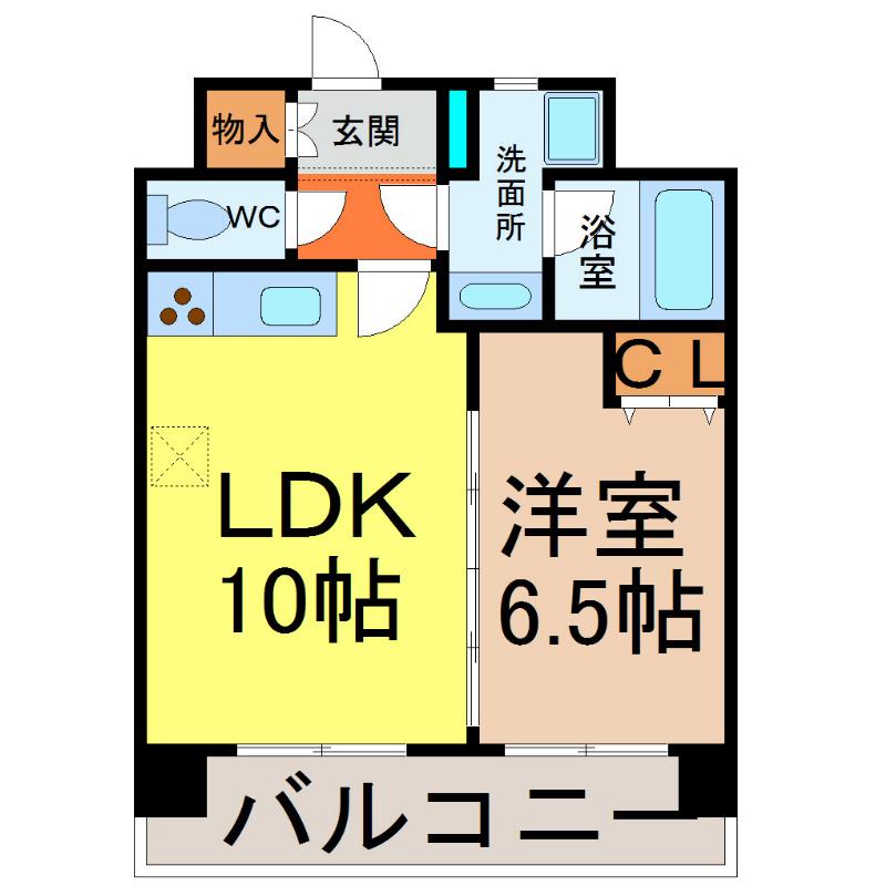 スタジオスクエア泉(1LDK/7階)の間取り写真