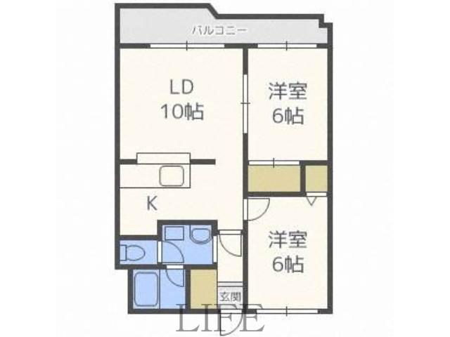 カーム平和(2LDK/3階)の間取り写真